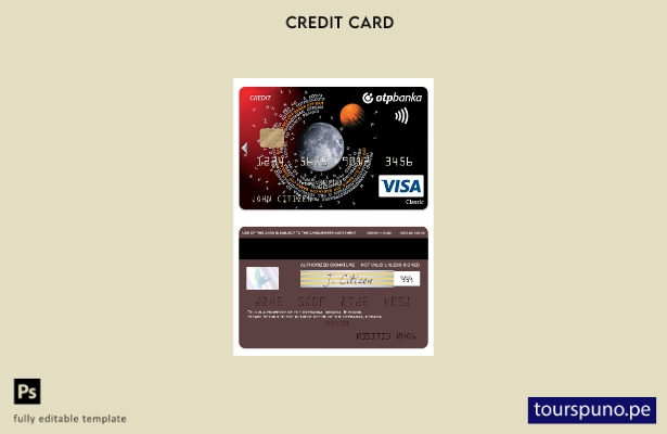listo para imprimir plantilla de tarjeta de pago a plazos clásica visa OTP banka